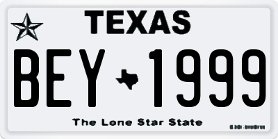 TX license plate BEY1999
