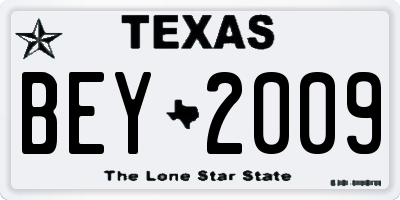 TX license plate BEY2009