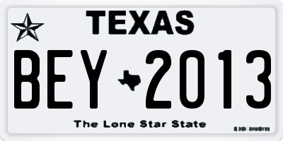 TX license plate BEY2013