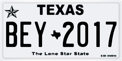 TX license plate BEY2017