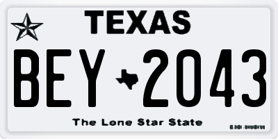 TX license plate BEY2043
