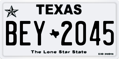 TX license plate BEY2045