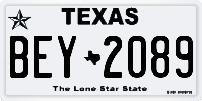 TX license plate BEY2089