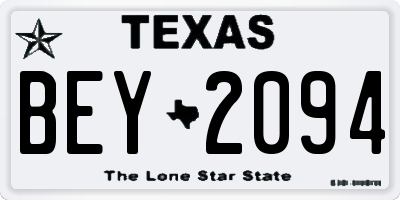 TX license plate BEY2094