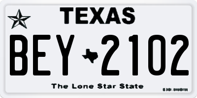 TX license plate BEY2102