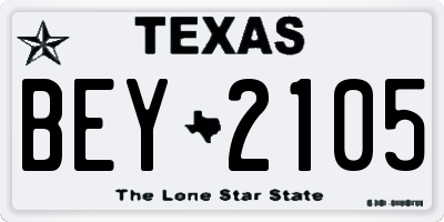 TX license plate BEY2105
