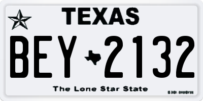 TX license plate BEY2132