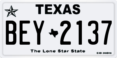 TX license plate BEY2137