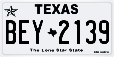 TX license plate BEY2139