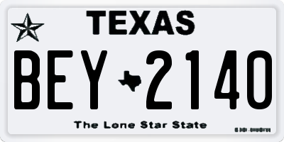 TX license plate BEY2140