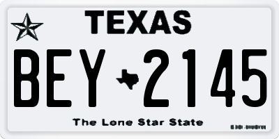 TX license plate BEY2145