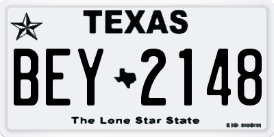 TX license plate BEY2148