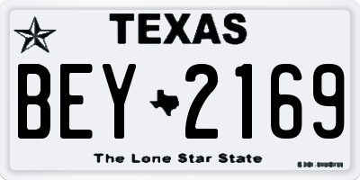 TX license plate BEY2169