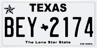 TX license plate BEY2174