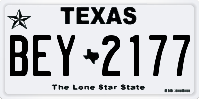 TX license plate BEY2177