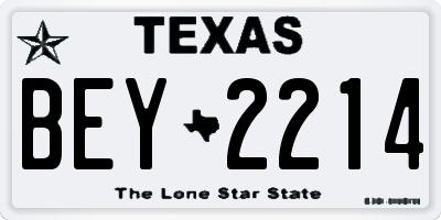 TX license plate BEY2214