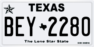 TX license plate BEY2280
