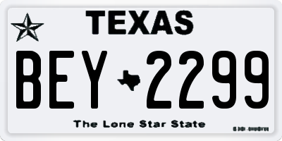 TX license plate BEY2299