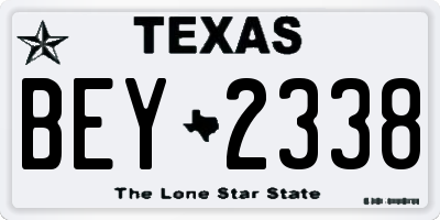TX license plate BEY2338