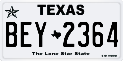TX license plate BEY2364
