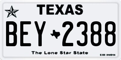 TX license plate BEY2388