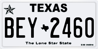 TX license plate BEY2460