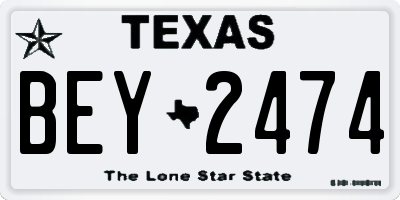 TX license plate BEY2474