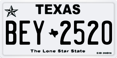 TX license plate BEY2520