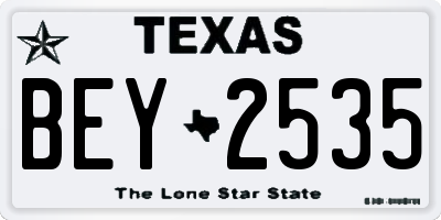TX license plate BEY2535