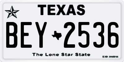 TX license plate BEY2536