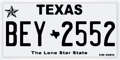 TX license plate BEY2552