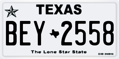 TX license plate BEY2558