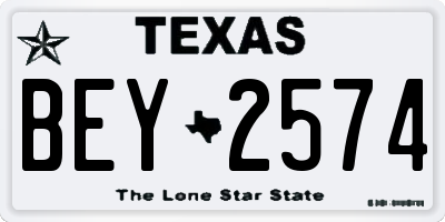 TX license plate BEY2574