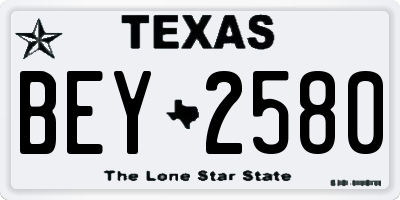TX license plate BEY2580