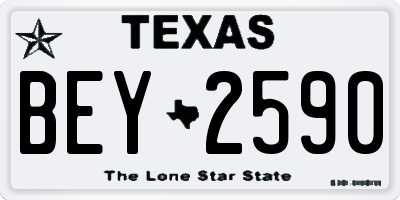 TX license plate BEY2590