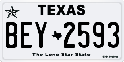 TX license plate BEY2593
