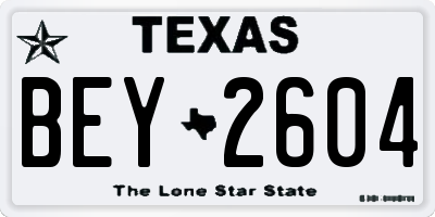 TX license plate BEY2604