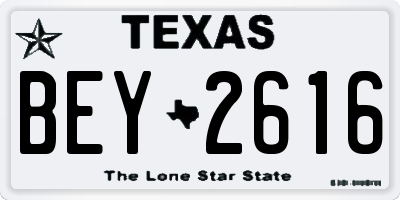 TX license plate BEY2616