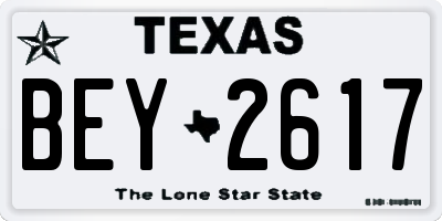 TX license plate BEY2617