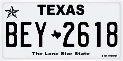 TX license plate BEY2618