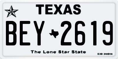 TX license plate BEY2619