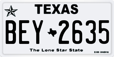 TX license plate BEY2635