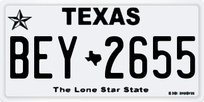 TX license plate BEY2655