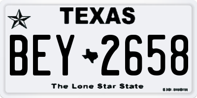 TX license plate BEY2658