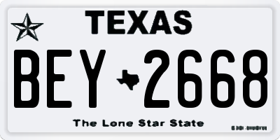 TX license plate BEY2668