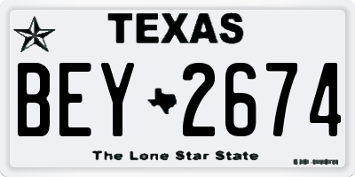 TX license plate BEY2674