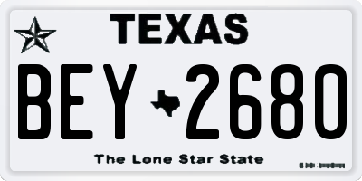 TX license plate BEY2680