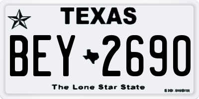 TX license plate BEY2690