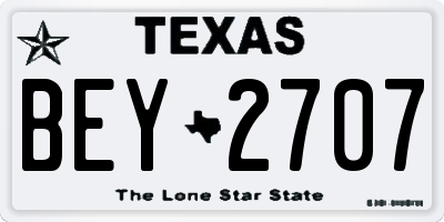 TX license plate BEY2707