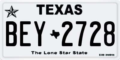 TX license plate BEY2728